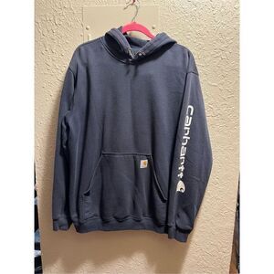 Carhartt Blue Pullover Hoodie Mens Size Large - Stains